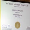 Photo of the UC Tech Awards certificate.