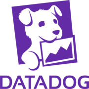 Datadog logo with a dog holding a square file in its mouth