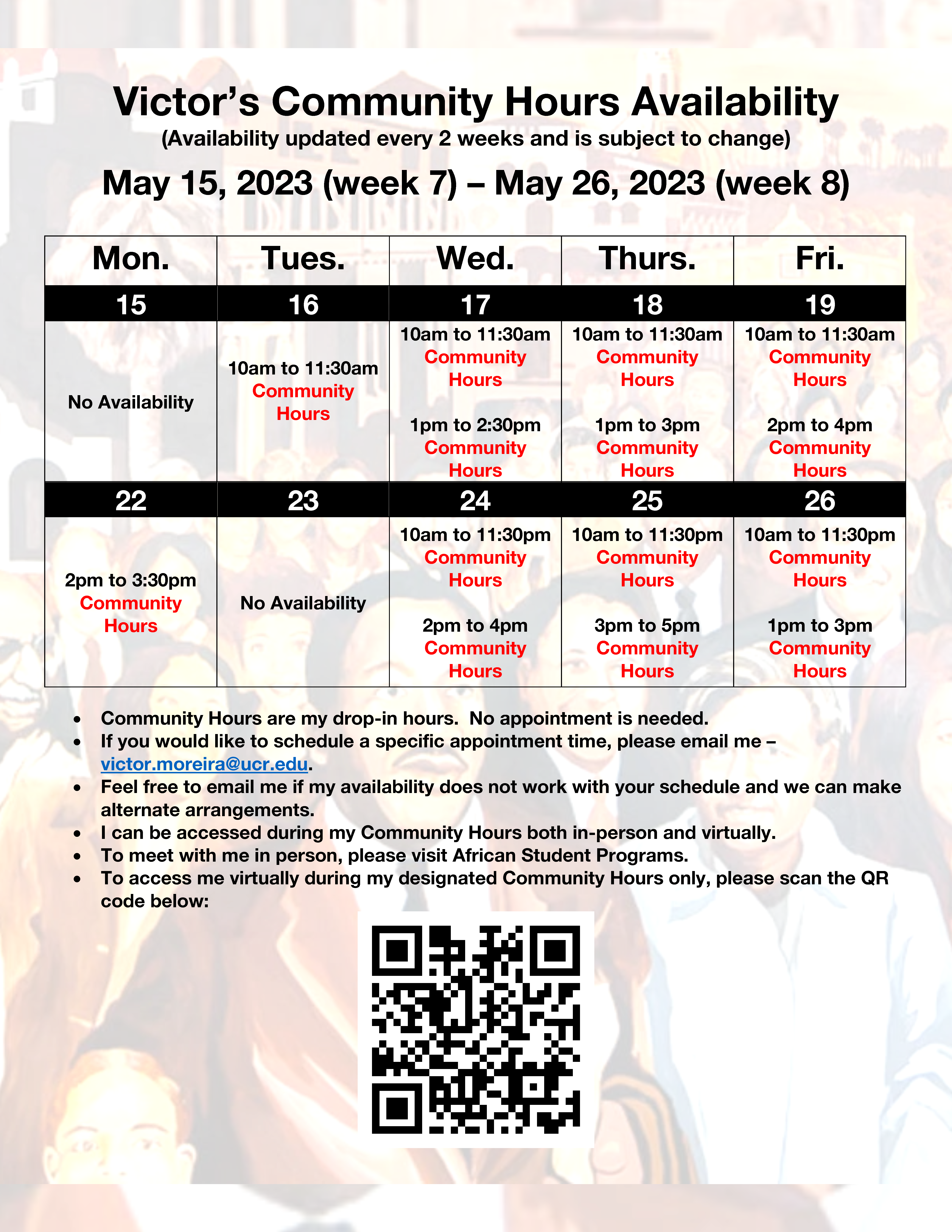 victor's community hours availability 