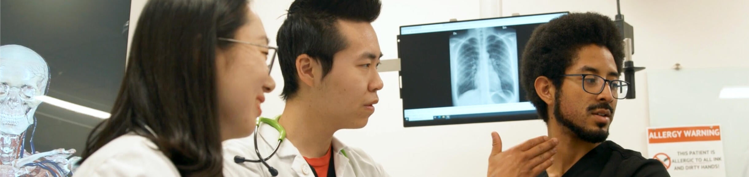 Students working in simulation center