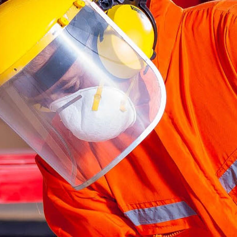 Industrial worker with helmet