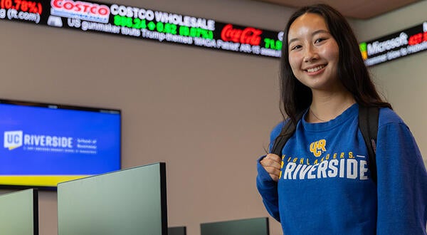 UCR School of Business Student in the Computer Lab