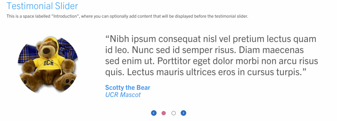 testimonial slider as seen with circle