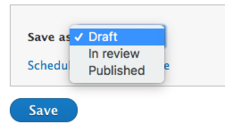 Save as draft or published screenshot