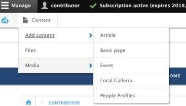 Contributor Admin Panel view