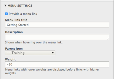Menu Settings screenshot