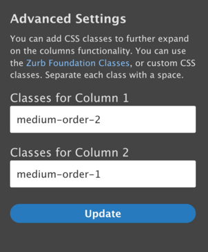 Advanced settings under Configure Section