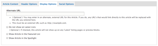 Article Content Type display options