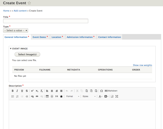 create an event screenshot