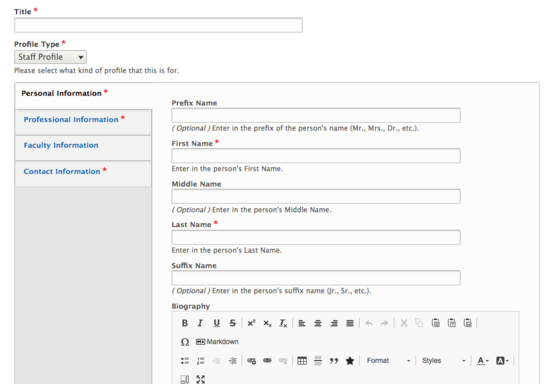 People Profiles fields