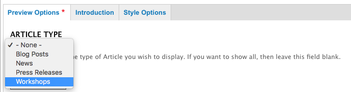 Article Preview custom block - article type