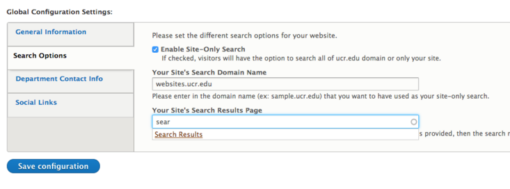 search options screenshot