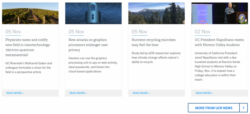 UCR News Feed screenshot