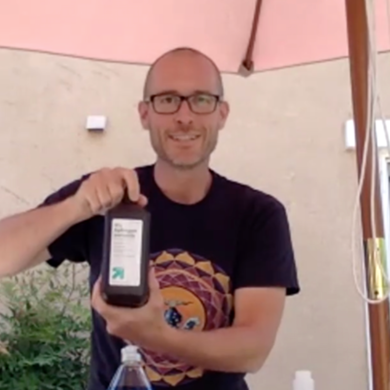 Nathan Gabor in his backyard