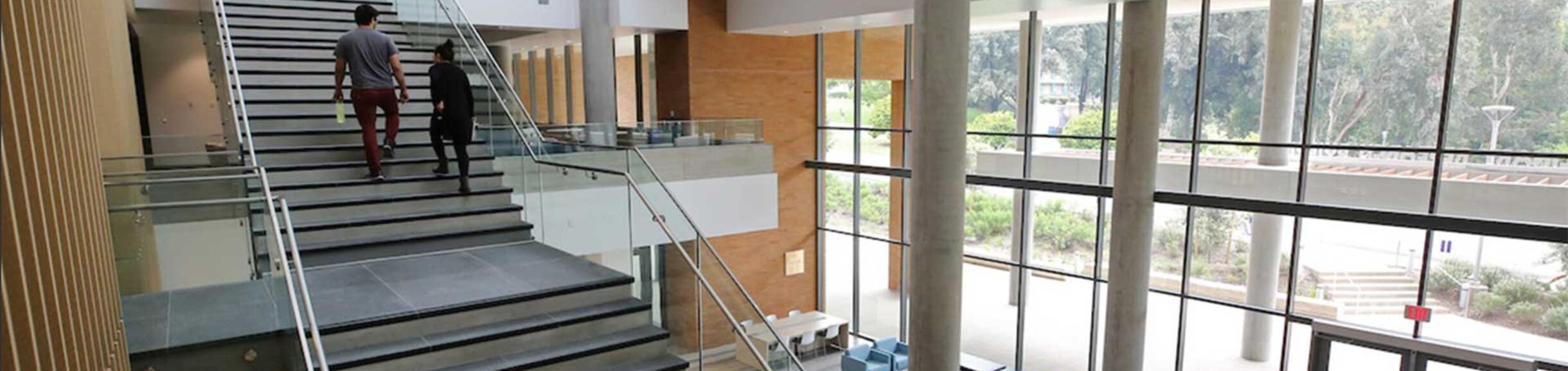 students climbing stairs