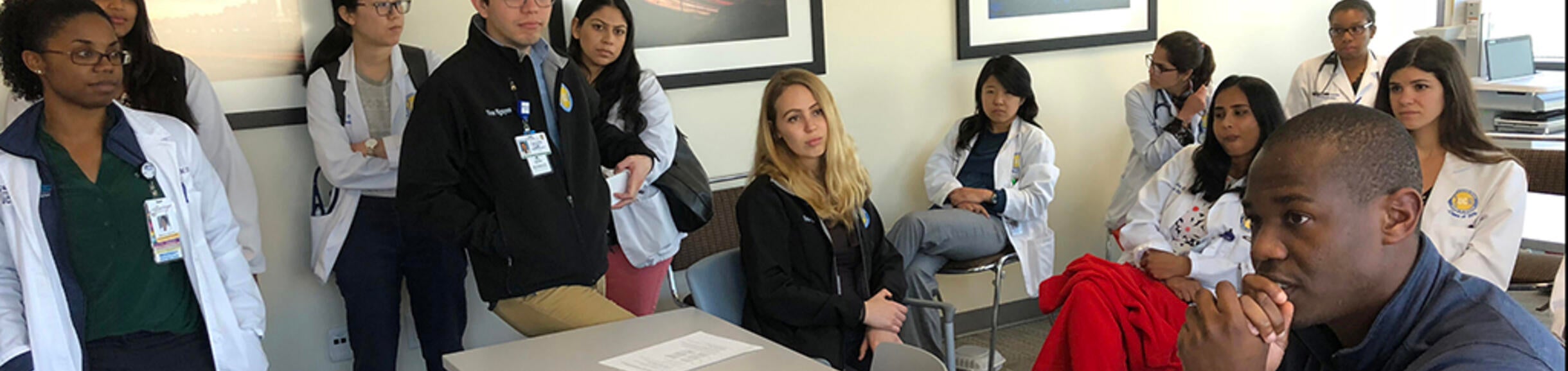 residents learning in a classroom