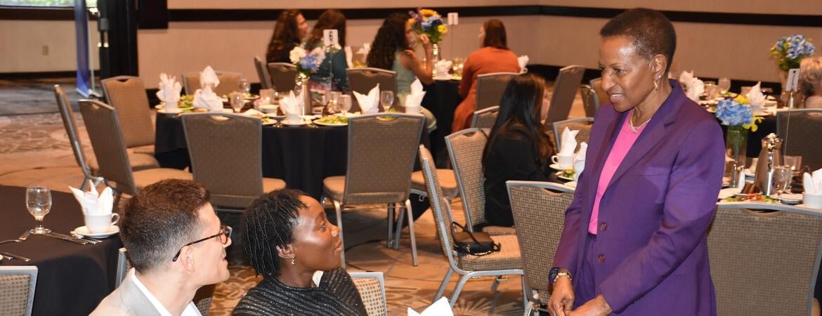 Deborah Deas speaking to students