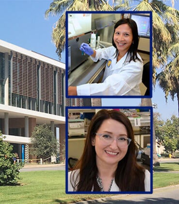 MRB building with Dr. Nair and Dr. Heinrich