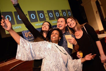 Dr. emma Simmons takes a selfie with students at Match Day 2017