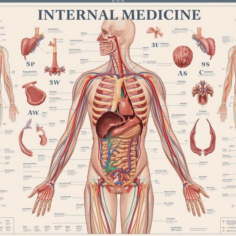 Internal medicine detailed drawing of human anatomy