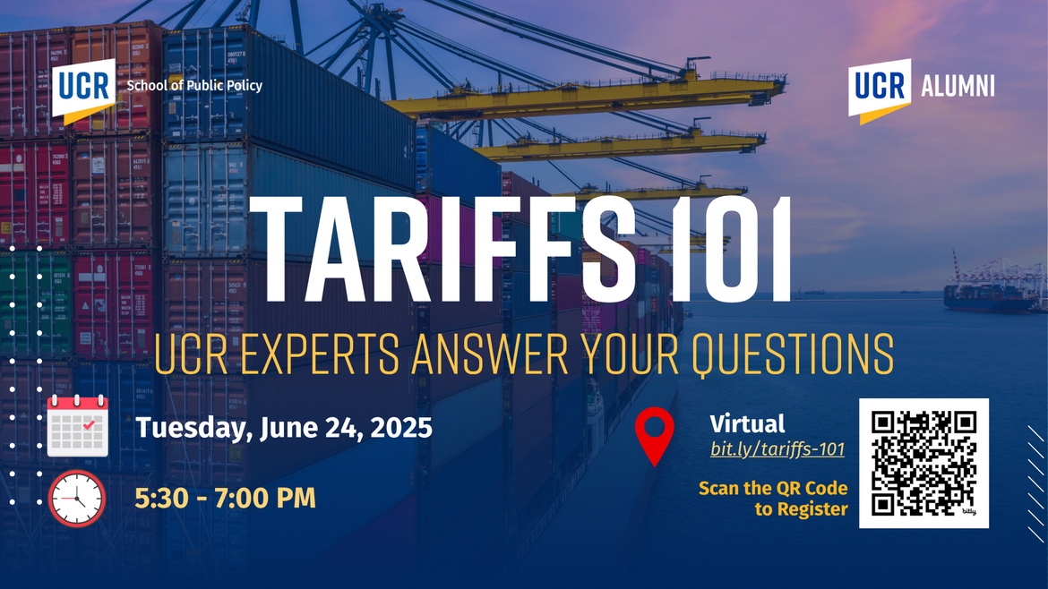 Graphic for tariffs webinar event