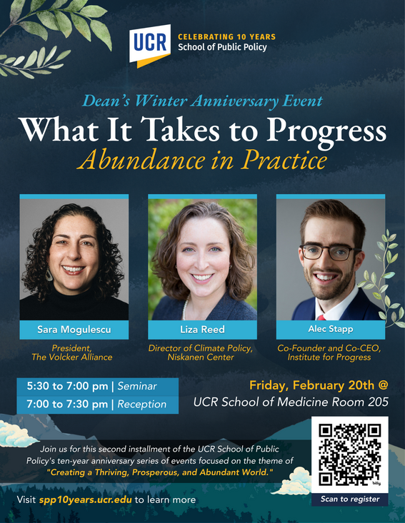 Flyer for the Winter Dean's Anniversary Panel