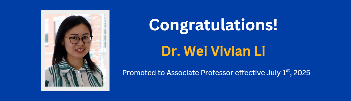 Dr. Wei Vivian Li Promotion to Associate Professor