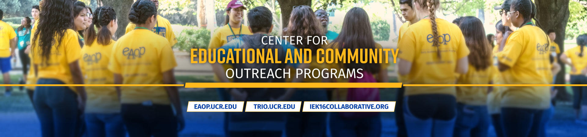 A header saying Educational Outreach and a picture of students.