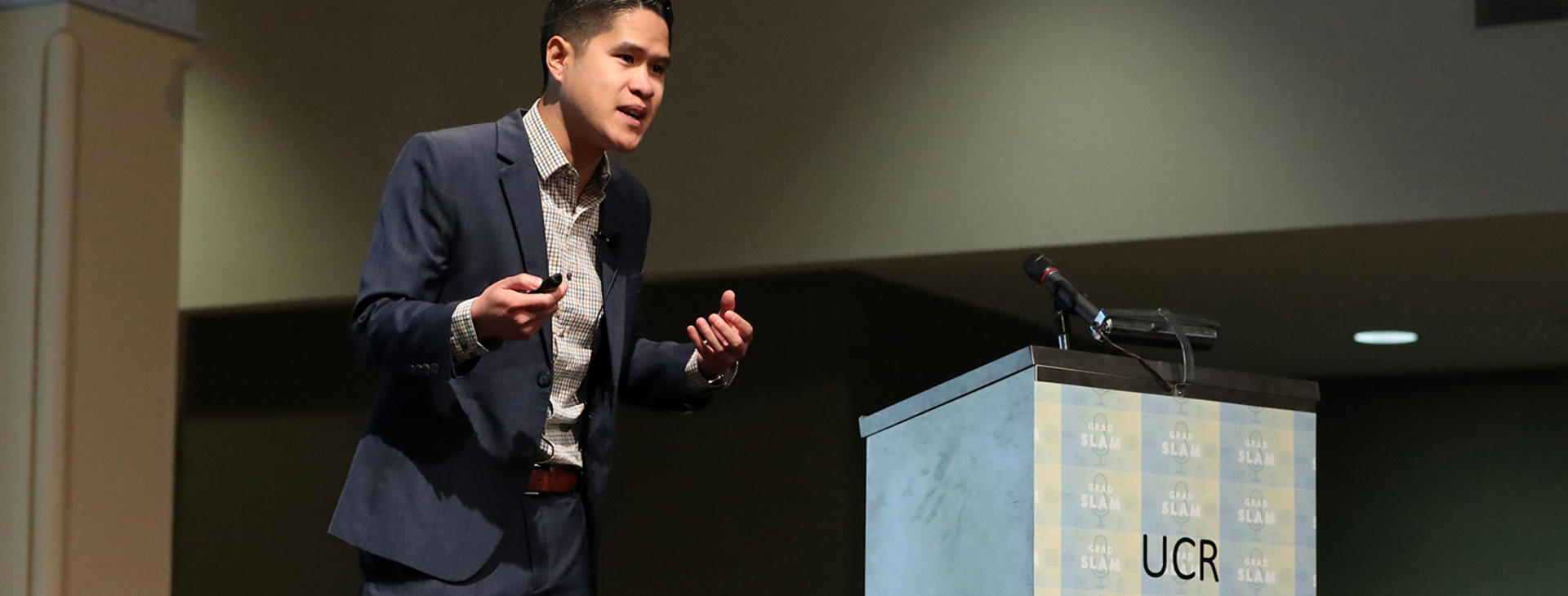 Kevin Pham speaking at Grad Slam 2019