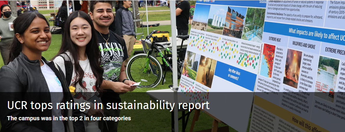 Inside UCR article preview: UCR tops ratings in sustainability report