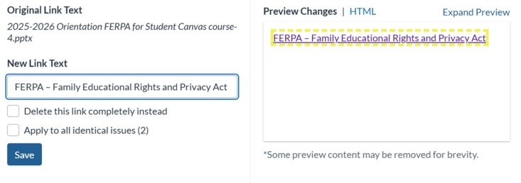 add descriptive link using UDOIT