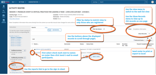 Instructor Guide: Activity Roster