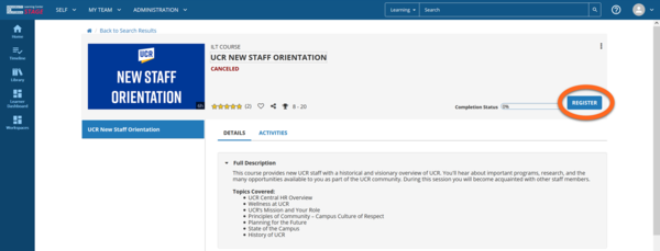 From the activity summary click Register