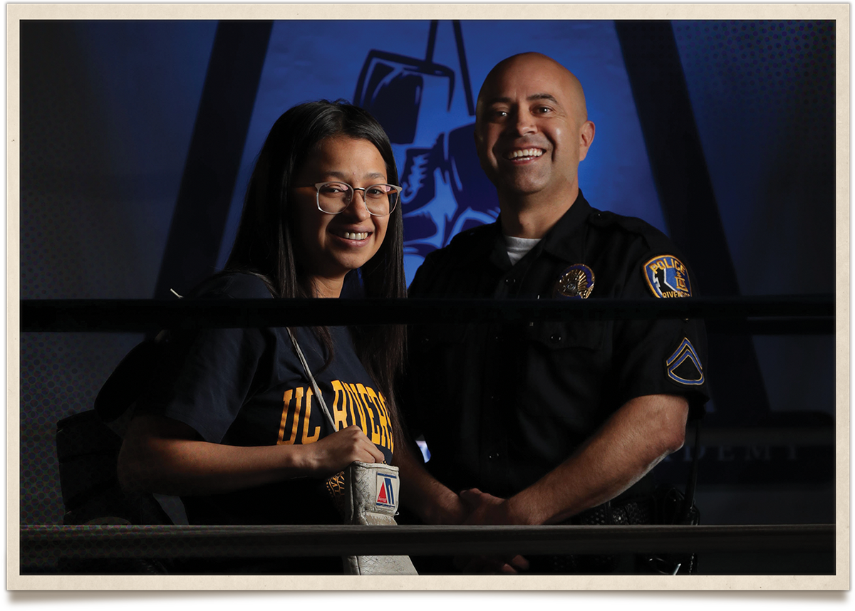 Celia Miranda ’16 and Riverside Police Detective Mario Dorado