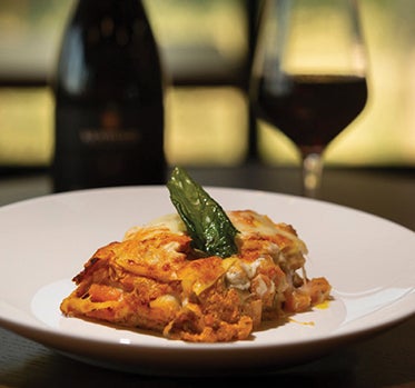 Harvest Lasagna and Six Ridges Pinot Noir