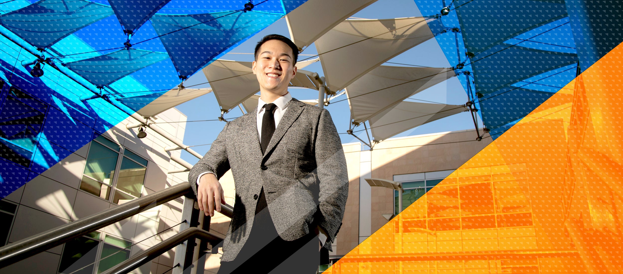 Van Tran in front of BCOE