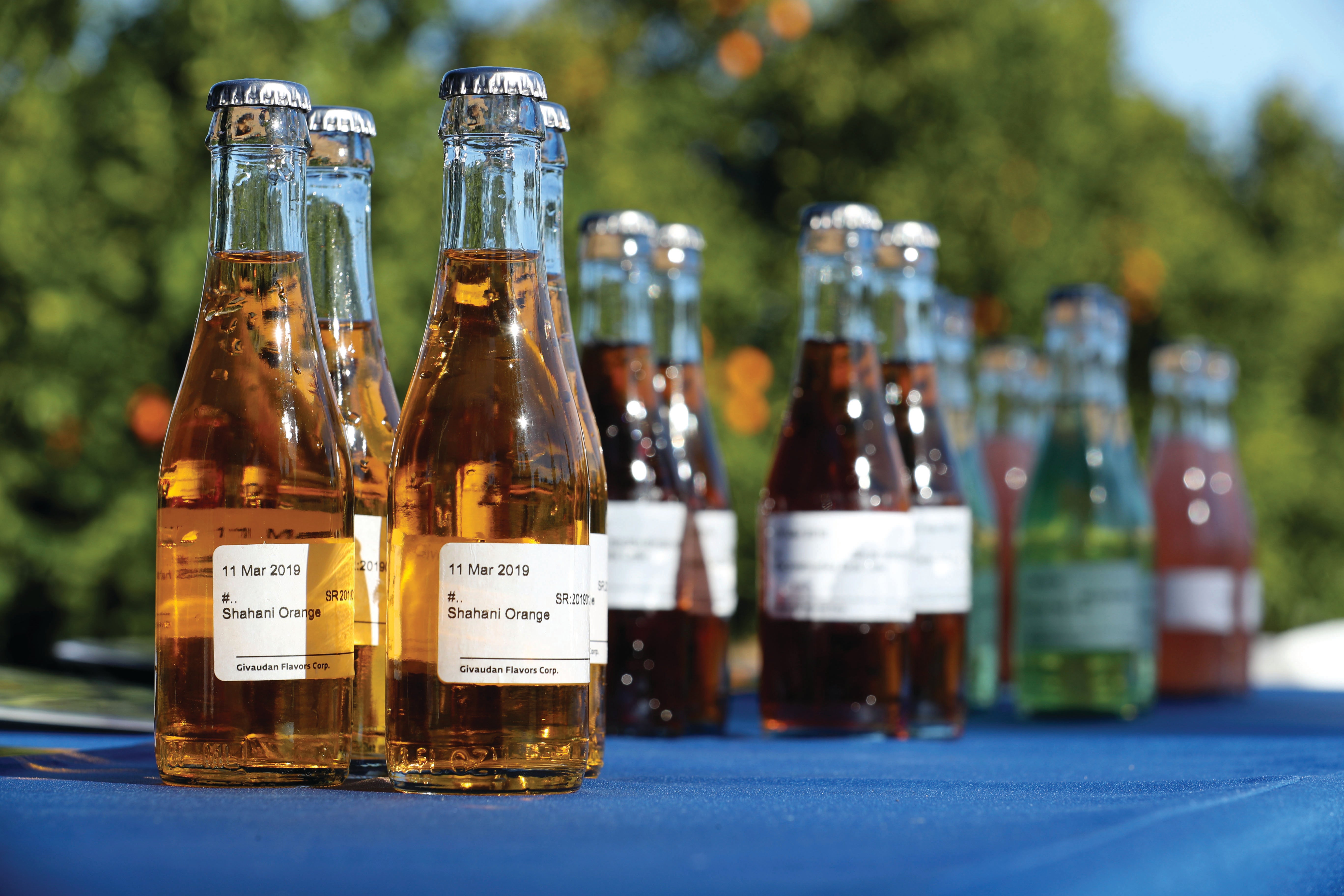 A selection of drinks crafted by Givaudan featuring UCR-grown fruit.