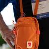 Close-up photo of some UC Tech 2025 swag, a Fjallraven travel bag.
