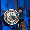 UC Riverside Pipe Band performing on stage.