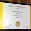 Photo of the UC Tech Awards certificate.