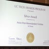 Photo of the UC Tech Awards certificate.