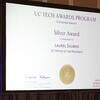 Photo of the UC Tech Awards certificate.