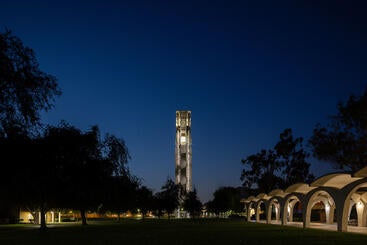 UCR Bell Tower at night