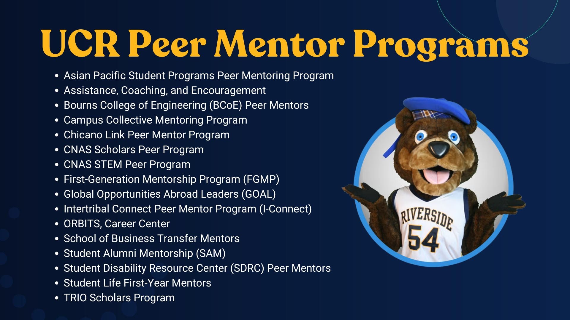Peer Mentor Programs listing