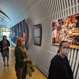 Fellows and leadership exploring OIST campus