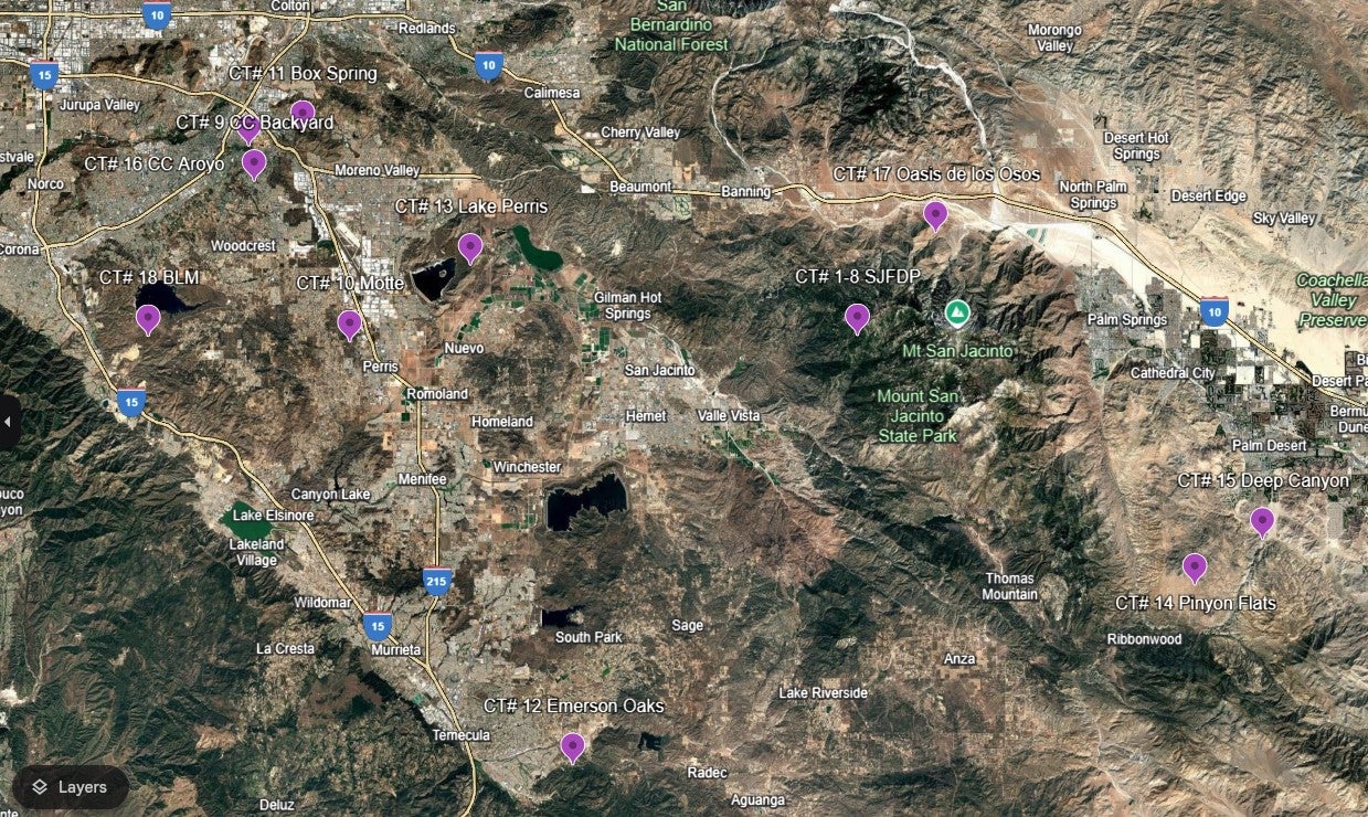 map of camera trap locations