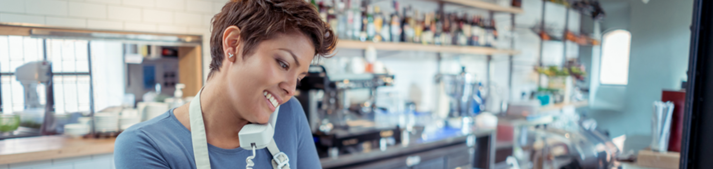 Dining team on the phone