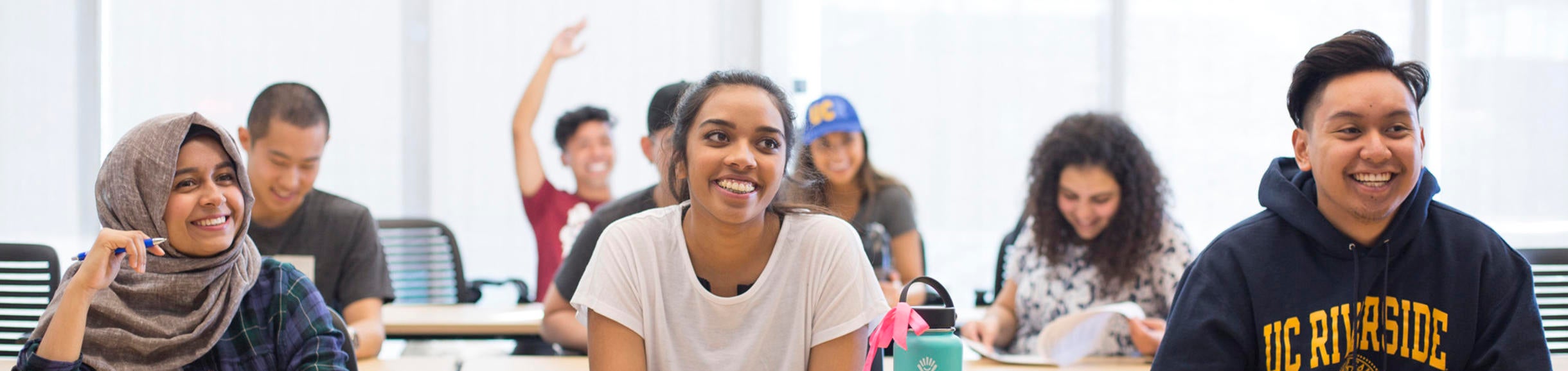 Smiling students in classroom 