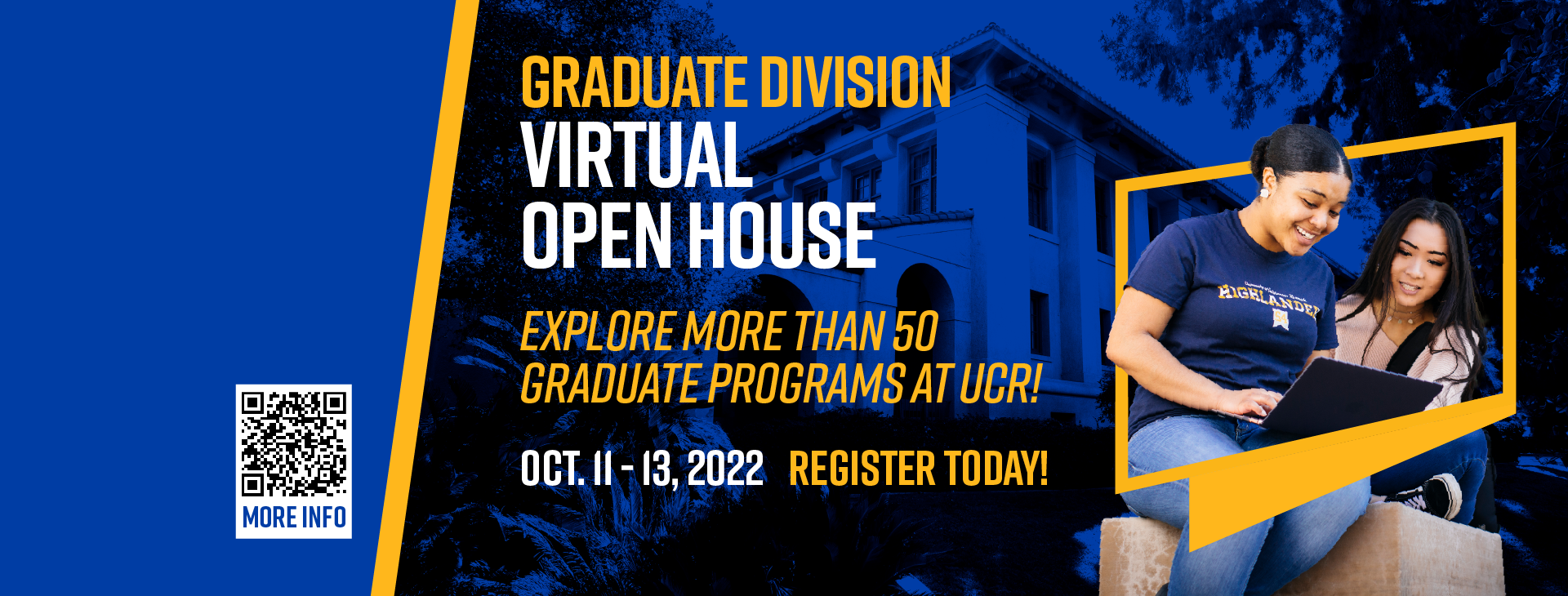 Graduate Admission Flyer 2 girls looking at laptop